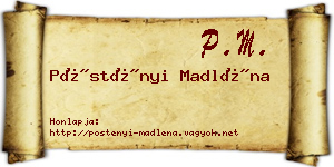 Pöstényi Madléna névjegykártya